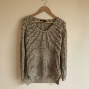Light Beige Knit Sweater with Gold Knit